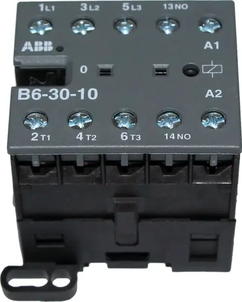Schütz von Wolf, mit mehreren Anschlussklemmen für die elektrische Steuerung. Das Produkt zeigt eine kompakte Bauform mit klarer Kennzeichnung der Anschlüsse.